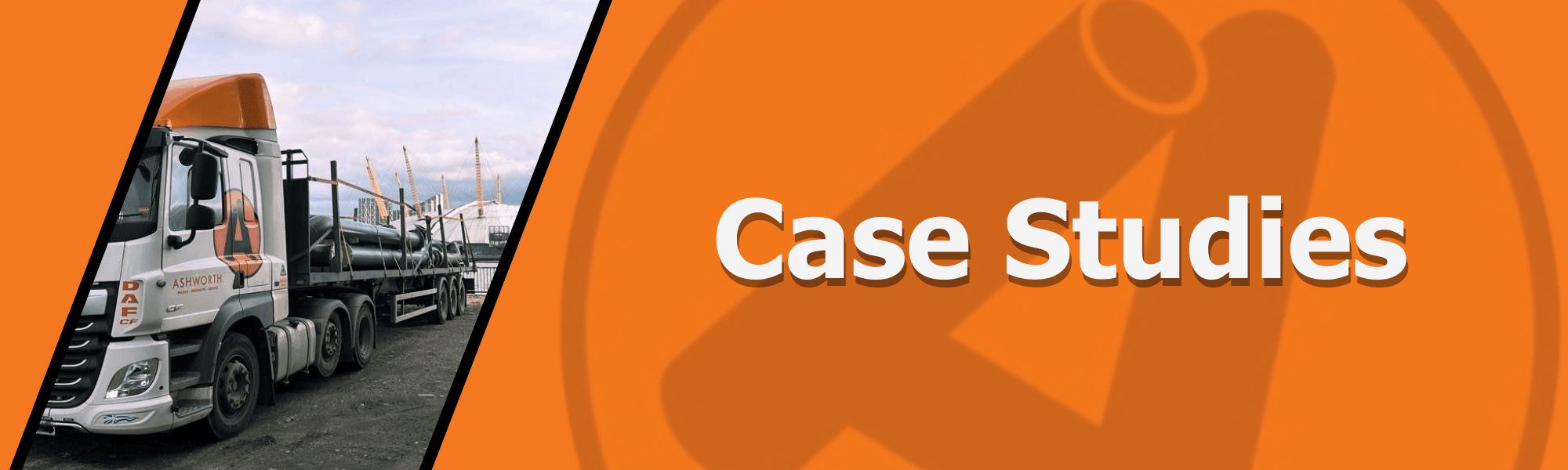 Case Studies section highlighting completed projects and technical solutions