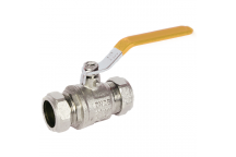 28mm ART89 Brass Ball Valve Yellow Lever CxC Ends PN25