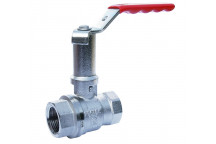 15mm PB500EL Chrome Plated Brass Ball Valve Red Lever Extended PN25 FxF