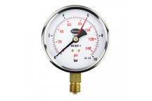 100mm Dial Pressure Gauge 0 - 10 ba and psi Bottom Entry - 34/655/0