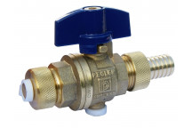 15mm PB60 Hose Union DZR Brass Ball Drain Valve with Blue T-handle PN10