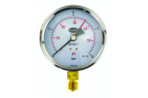 100mm Dial Pressure Gauge 0 - 4 bar and psi Bottom Entry - 34/653/0