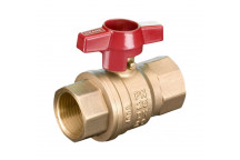 15mm D171ATH DZR Brass Ball Valve Red T-Handle PN25 FxF