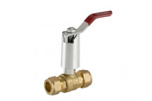 15mm D171ACEXS Compression DZR Brass Ball Valve Red Lever Extended PN16