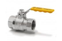 8mm PB500 Chrome Plated Brass Ball Valve Yellow Lever PN25 FxF