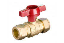 15mm D171ACTH Compression DZR Brass Ball Valve Red T Handle PN16