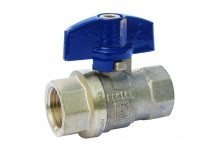 15mm PB550T DZR Brass Ball Valve Blue T-handle PN25 FxF