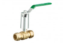 15mm 100CEXT DZR Brass Ball Valve Compression Ended Green Lever Extended PN16