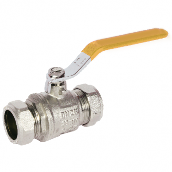 35mm ART89 Brass Ball Valve Yellow Lever CxC Ends PN25