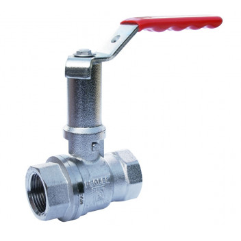 25mm PB500EL Chrome Plated Brass Ball Valve Red Lever Extended PN25 FxF