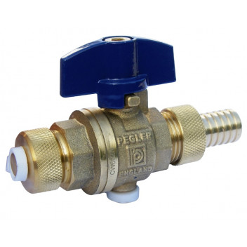 25mm PB60 Hose Union DZR Brass Ball Drain Valve with Blue T-handle PN10