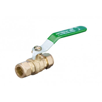 22mm 100C DZR Brass Ball Valve Compression Ended Green Lever PN25