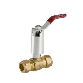 22mm D171ACEXS Compression DZR Brass Ball Valve Red Lever Extended PN16