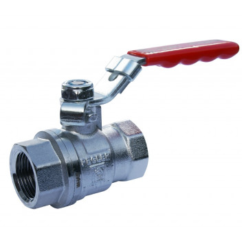 25mm PB500 Chrome Plated Brass Ball Valve Red Lever PN25 FxF