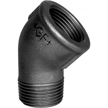 15mm F121 Black Malleable Iron M/F 45 Degree Elbow