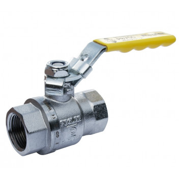 80mm PB700 Chrome Plated Brass Ball Valve Yellow Lever PN40 FxF