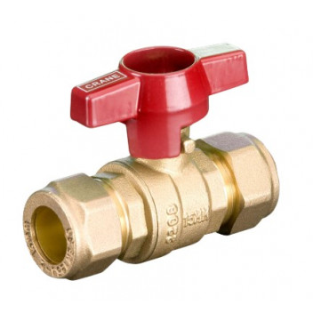 22mm D171ACTH Compression DZR Brass Ball Valve Red T Handle PN16