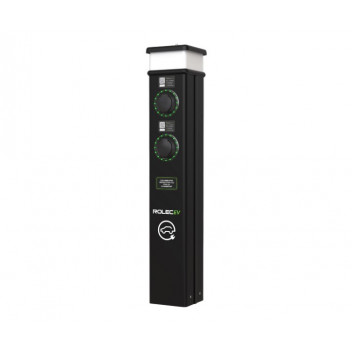 BasicCharge Smart EV Charging Pedestal - 2x up to 22kW 3PH Type 2 Sockets - Bk