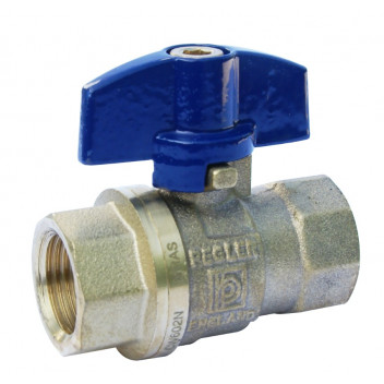 15mm PB550T DZR Brass Ball Valve Blue T-handle PN25 FxF