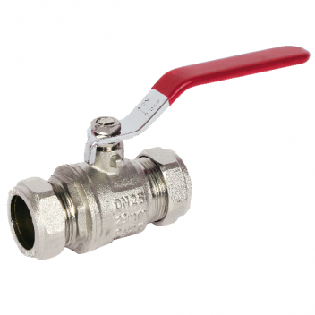 54mm ART89 Brass Ball Valve Red Lever CxC Ends PN25