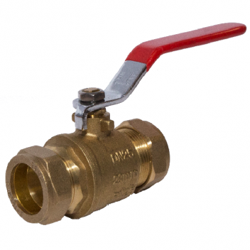 35mm ART59 DZR Brass Ball Valve Red Lever CxC PN25