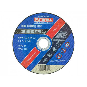 100mmx1.2\"x16mm Faithfull Metal Cut Off Wheel