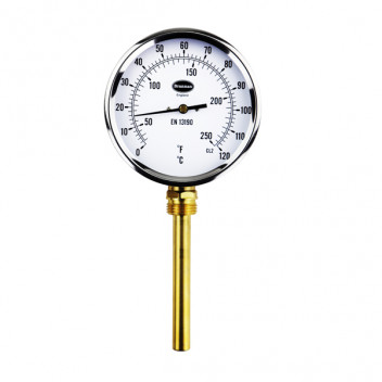 100mm Dial Thermometer 0 to 120 Deg Bottom Entry & 100mm Pocket - 32/641/0